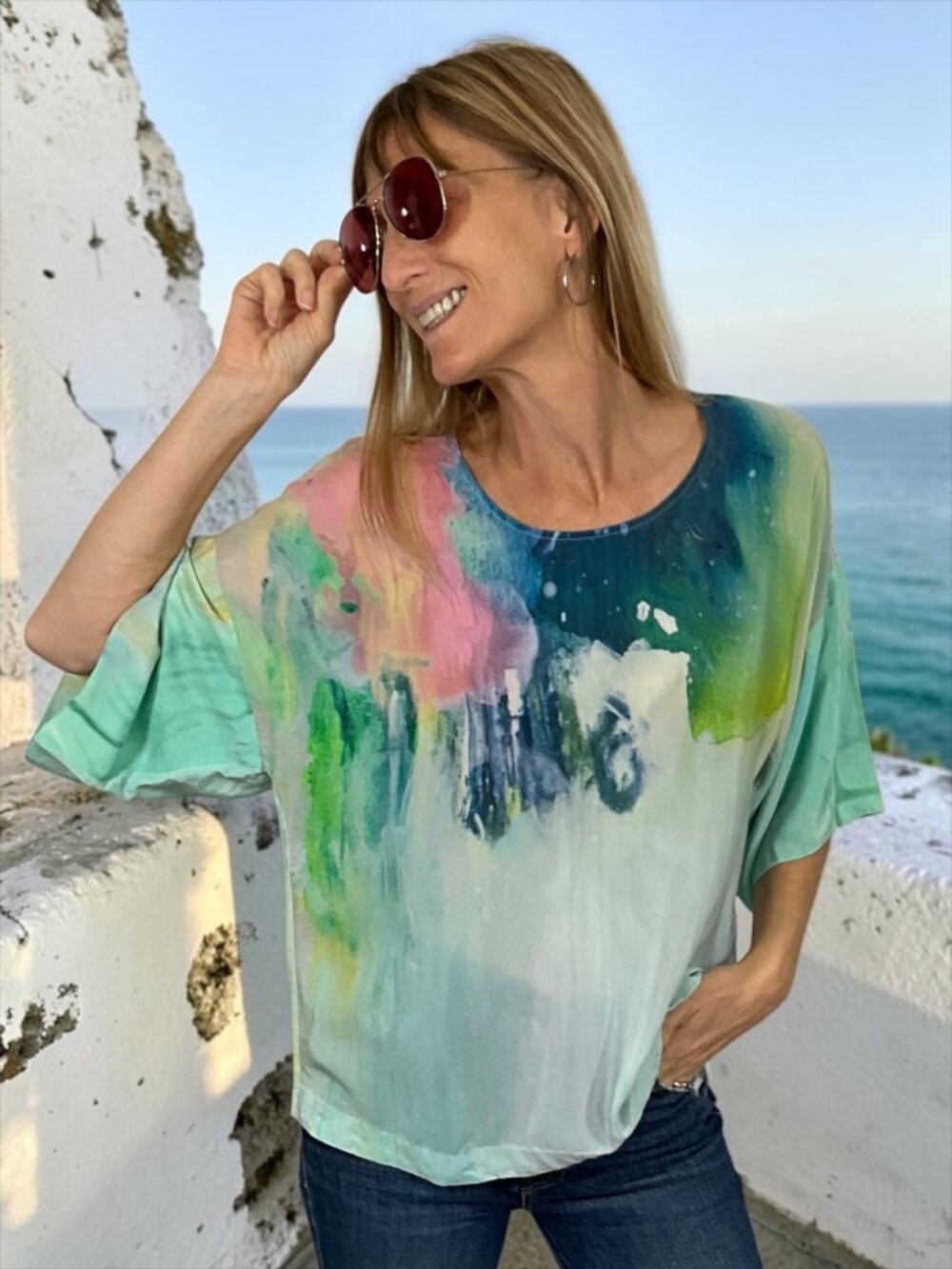 Anthropologie X The Works Of Claire Desjardines Aquarelle Silk Blouse 4